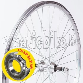  Hátsó kerék 28/29” (622mm) duplafalú ezüst alu abroncs, csapágyas, gyorszáras, ezüst alu agy